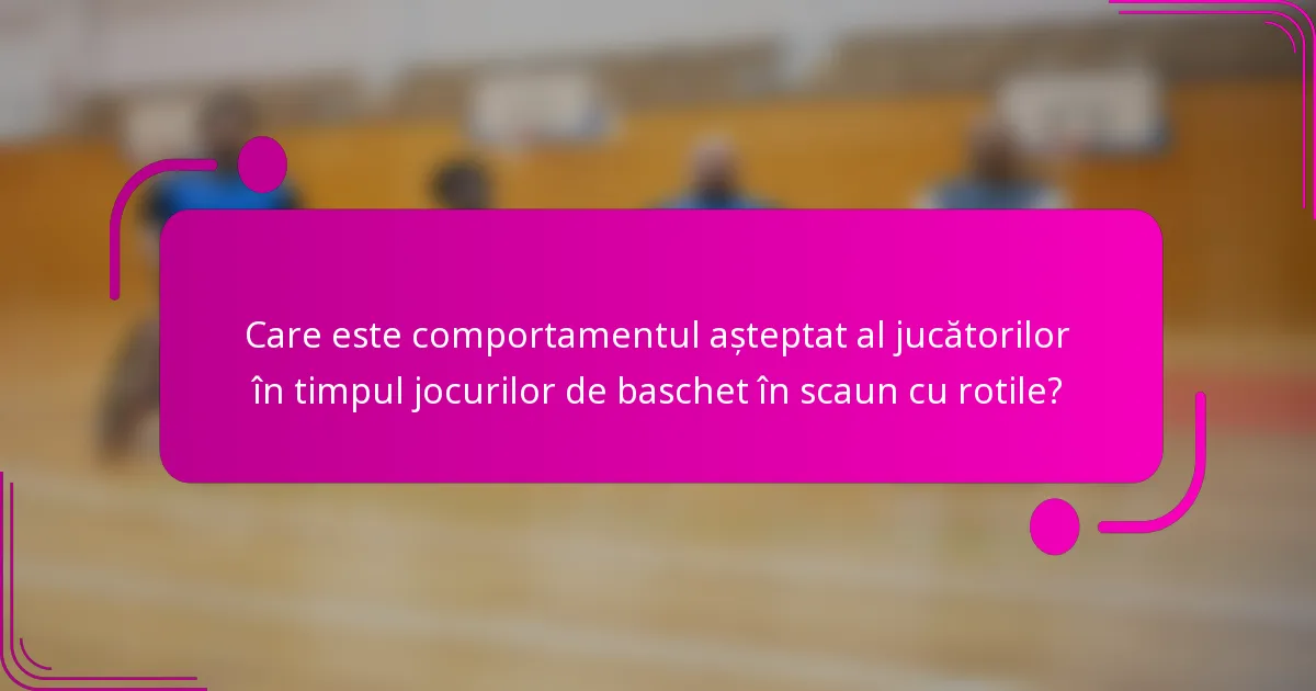 Care este comportamentul așteptat al jucătorilor în timpul jocurilor de baschet în scaun cu rotile?