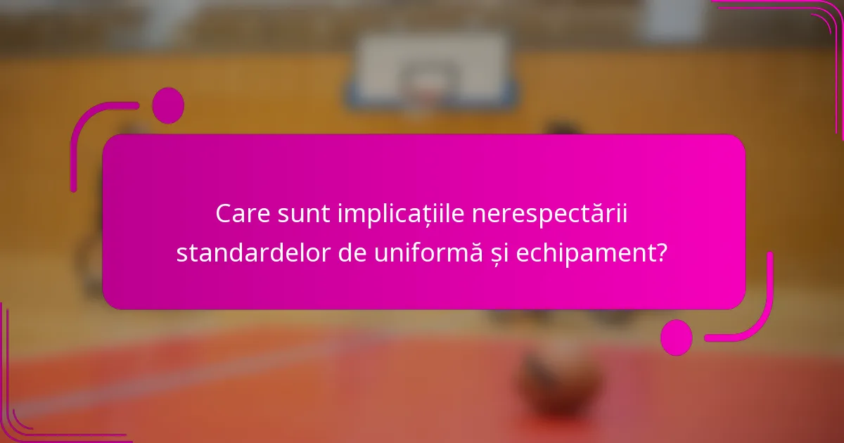 Care sunt implicațiile nerespectării standardelor de uniformă și echipament?