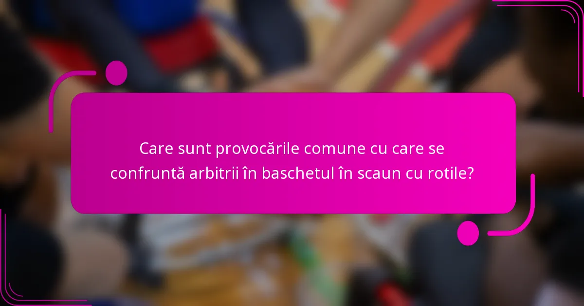 Care sunt provocările comune cu care se confruntă arbitrii în baschetul în scaun cu rotile?