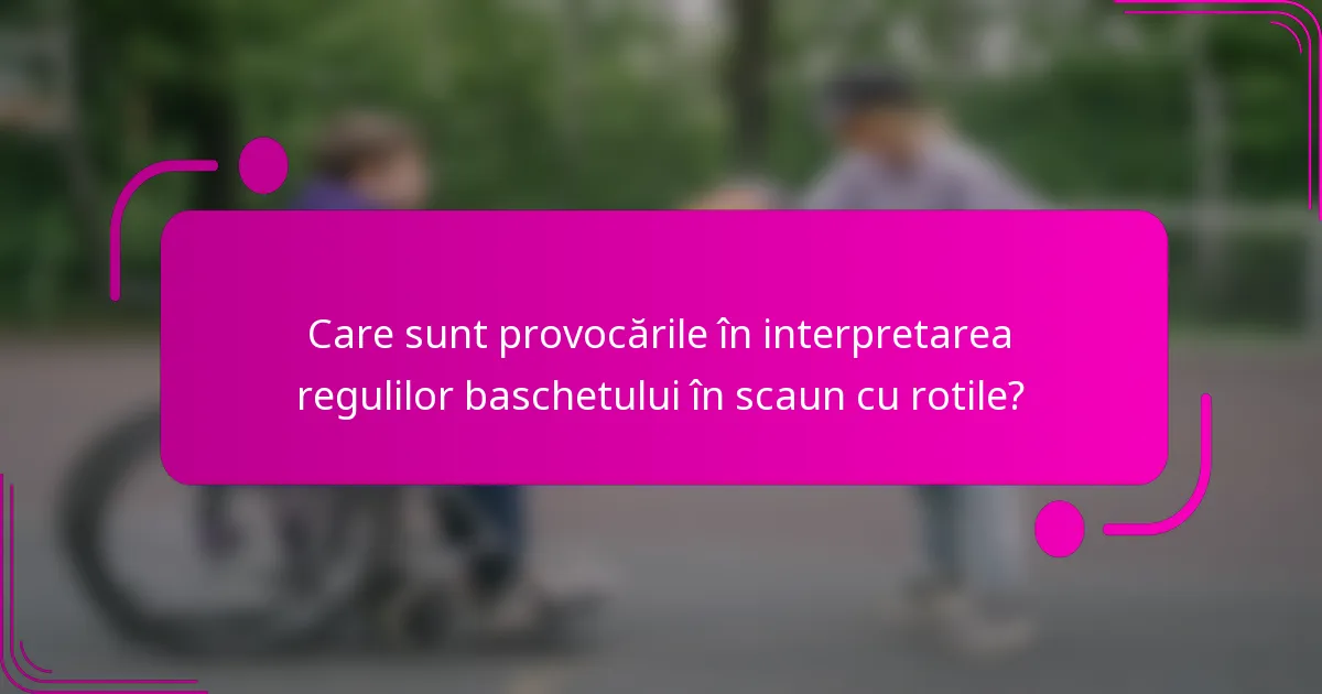 Care sunt provocările în interpretarea regulilor baschetului în scaun cu rotile?