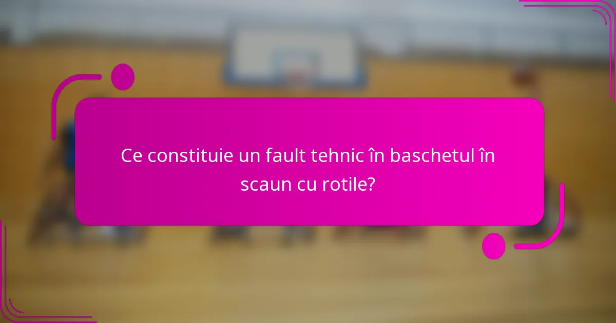 Ce constituie un fault tehnic în baschetul în scaun cu rotile?