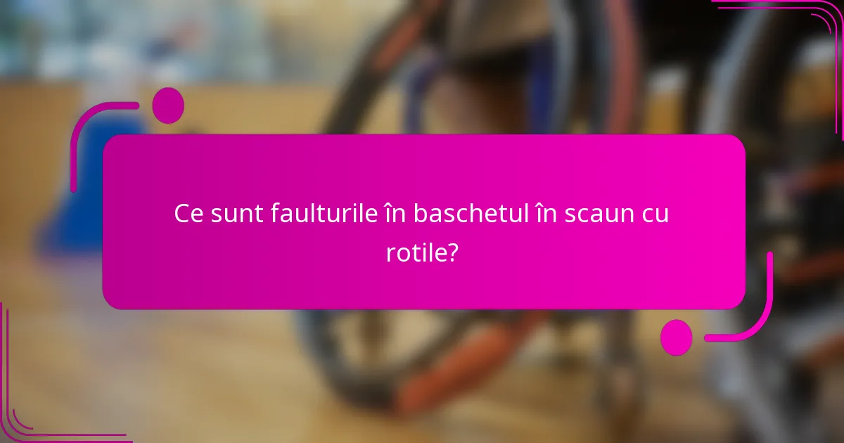 Ce sunt faulturile în baschetul în scaun cu rotile?