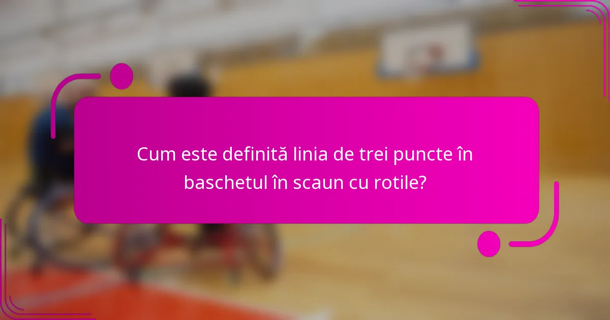 Cum este definită linia de trei puncte în baschetul în scaun cu rotile?