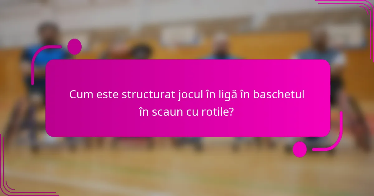 Cum este structurat jocul în ligă în baschetul în scaun cu rotile?