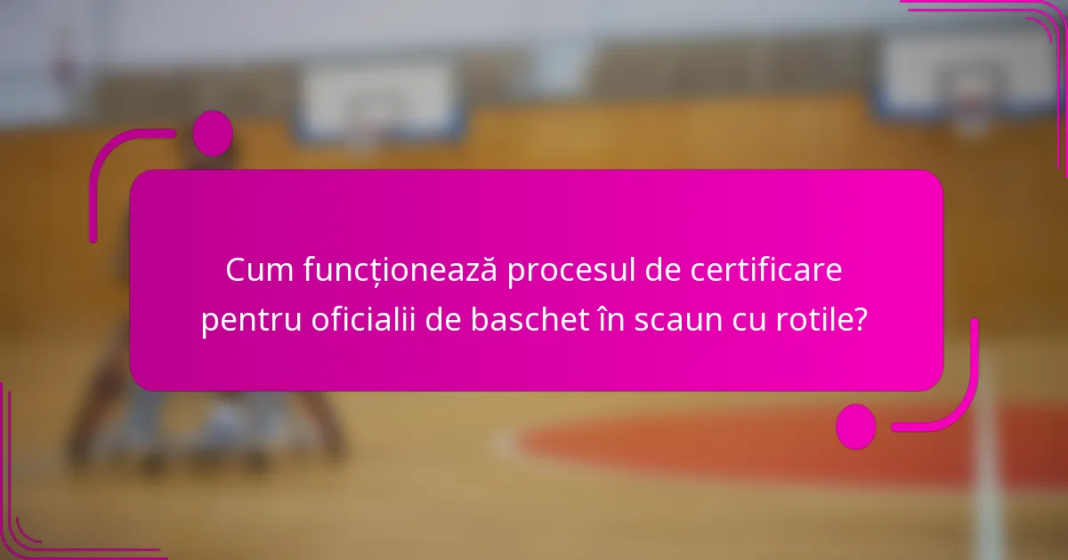 Cum funcționează procesul de certificare pentru oficialii de baschet în scaun cu rotile?