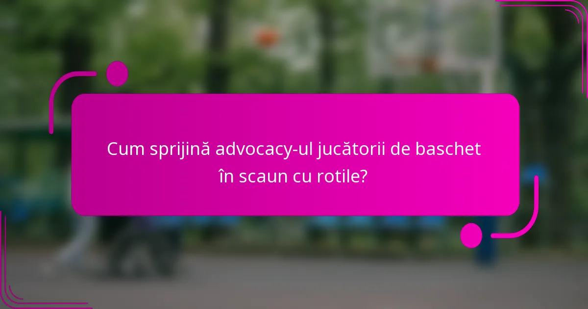 Cum sprijină advocacy-ul jucătorii de baschet în scaun cu rotile?