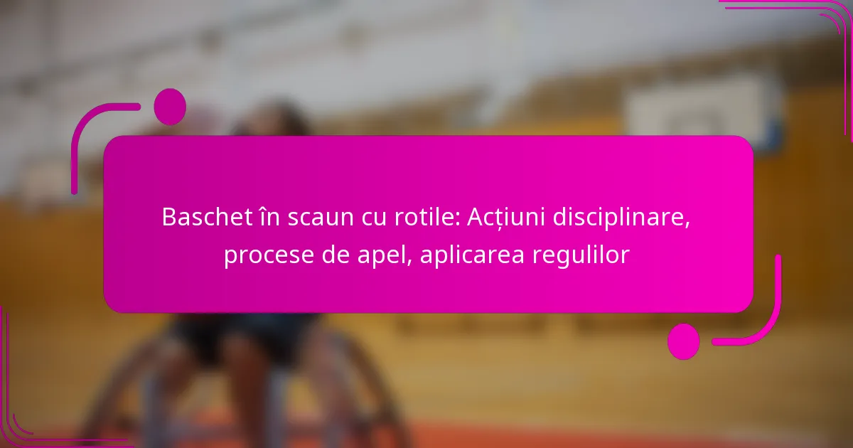 Baschet în scaun cu rotile: Acțiuni disciplinare, procese de apel, aplicarea regulilor