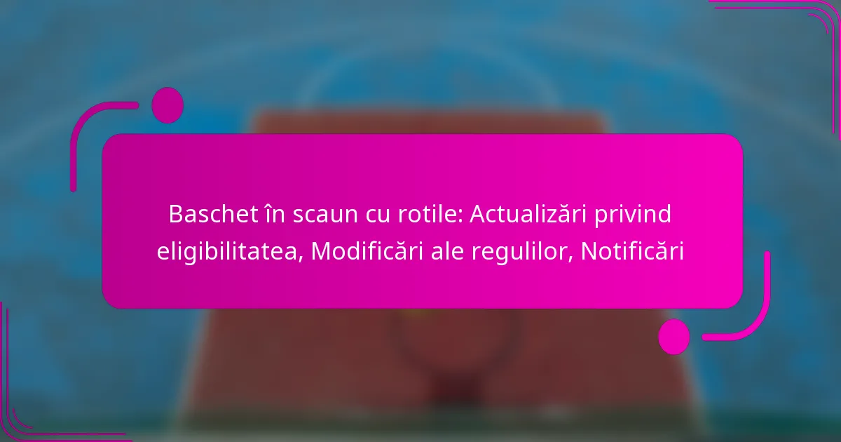 Baschet în scaun cu rotile: Actualizări privind eligibilitatea, Modificări ale regulilor, Notificări