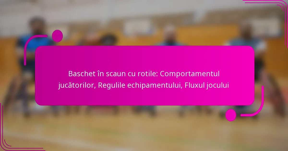 Baschet în scaun cu rotile: Comportamentul jucătorilor, Regulile echipamentului, Fluxul jocului