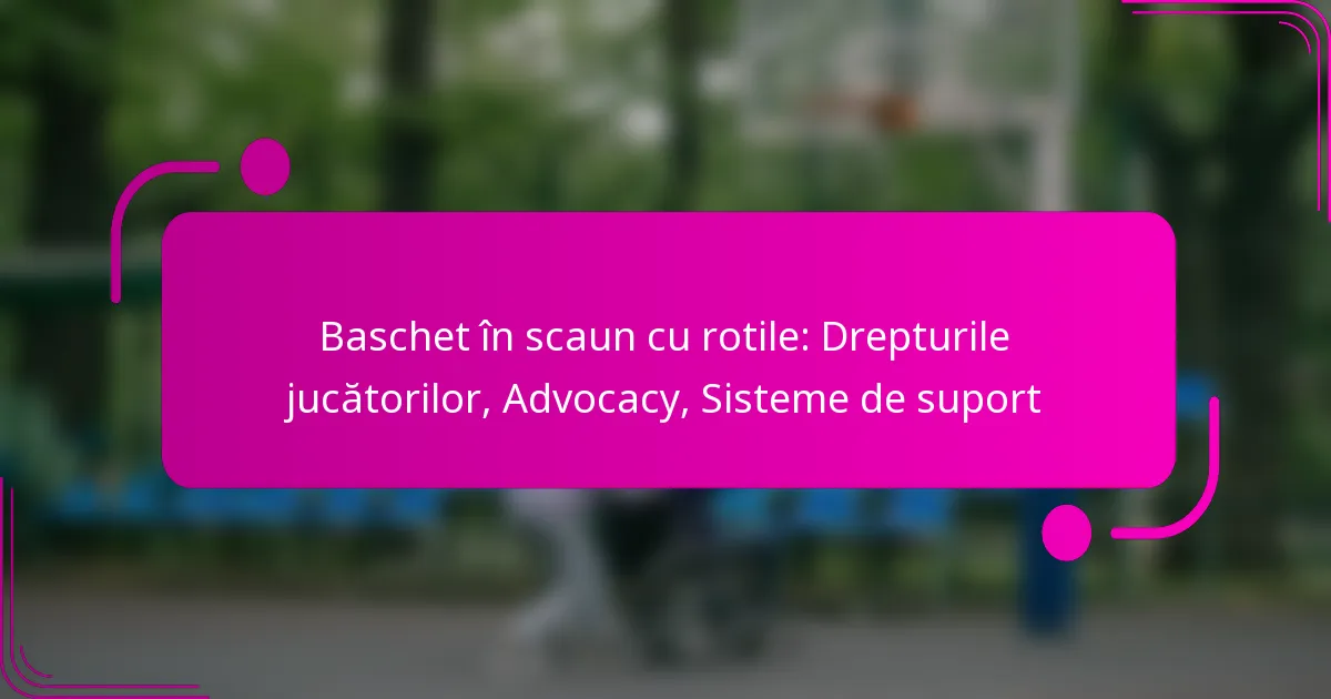 Baschet în scaun cu rotile: Drepturile jucătorilor, Advocacy, Sisteme de suport