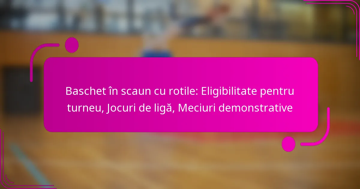 Baschet în scaun cu rotile: Eligibilitate pentru turneu, Jocuri de ligă, Meciuri demonstrative