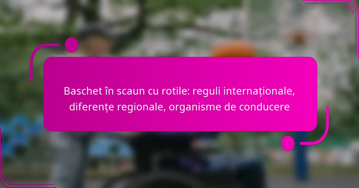 Baschet în scaun cu rotile: reguli internaționale, diferențe regionale, organisme de conducere