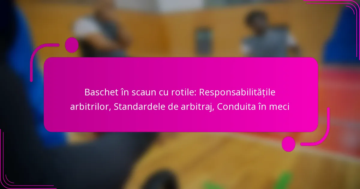 Baschet în scaun cu rotile: Responsabilitățile arbitrilor, Standardele de arbitraj, Conduita în meci