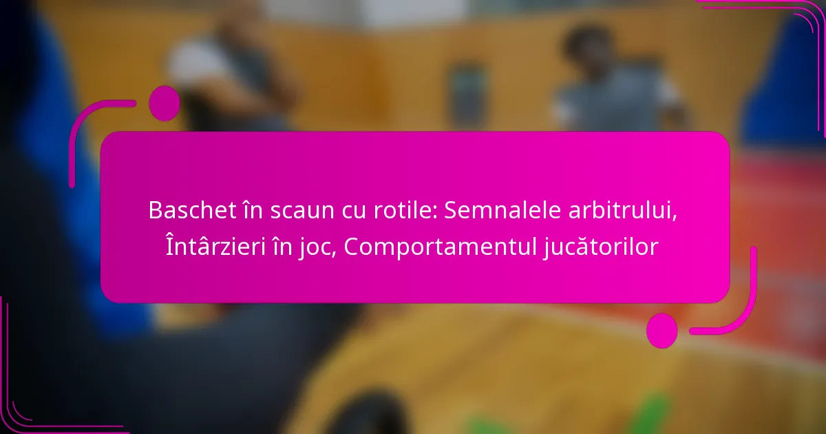 Baschet în scaun cu rotile: Semnalele arbitrului, Întârzieri în joc, Comportamentul jucătorilor