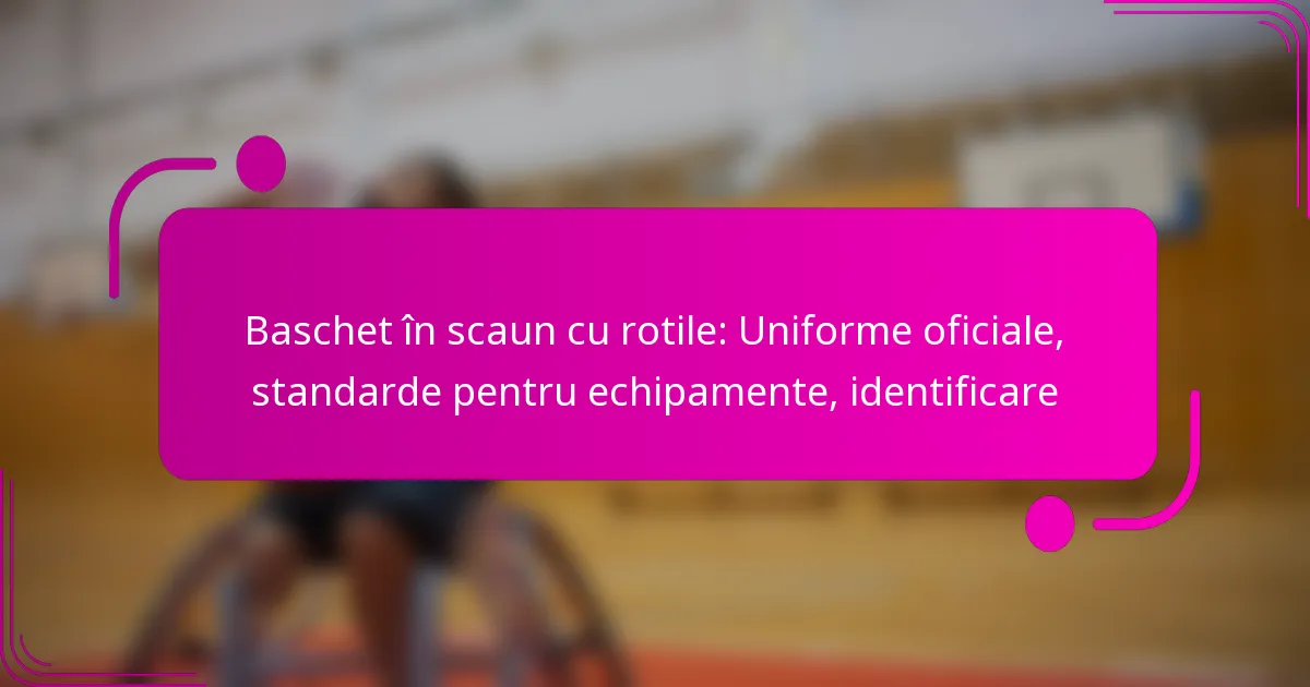 Baschet în scaun cu rotile: Uniforme oficiale, standarde pentru echipamente, identificare